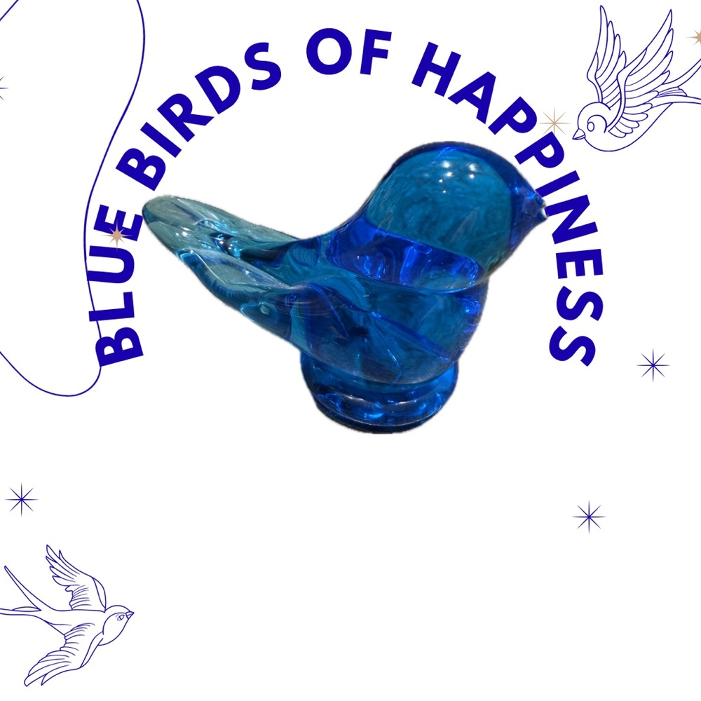 Blue Bird Of Happiness Art Glass Artist Signed Ward